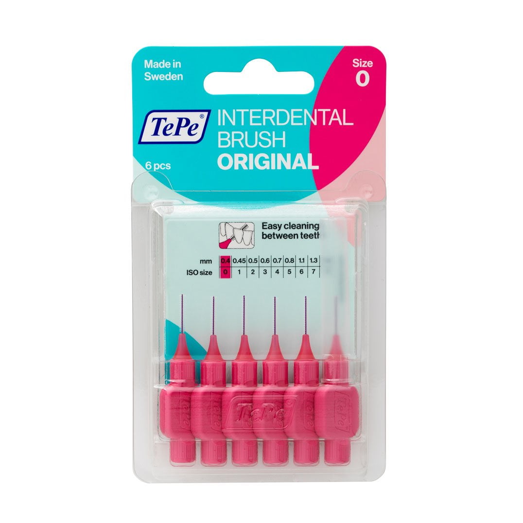 TEPE Interdental Brush Original Cleaners - Dental Brushes Between Teeth 6 Pack, Pink .4mm