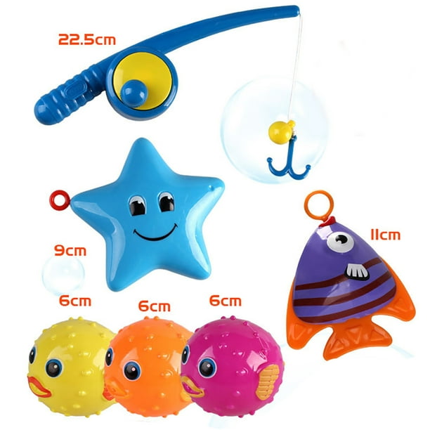 Nobrand 15pcs Fishing Game Toy Set Interactive Fishing Toy Bath Toy Water Toy For Kids Multicolor