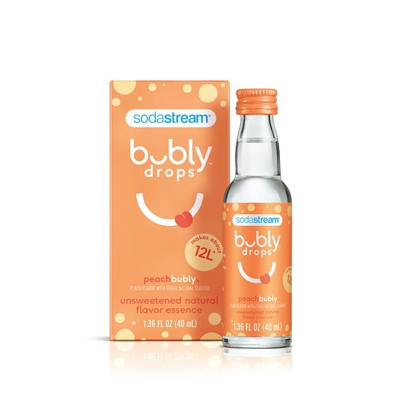 SodaStream Bubly Drops Peach Flavored Sparkling Water Flavor Mix, 1.36 fl Oz
