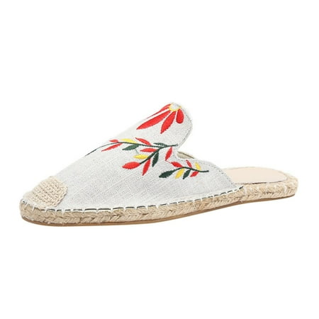

Puawkoer Sandals Flat Women Ladies Fashion Casual Shoes Slipper Embroider Toe Round Women s sandals