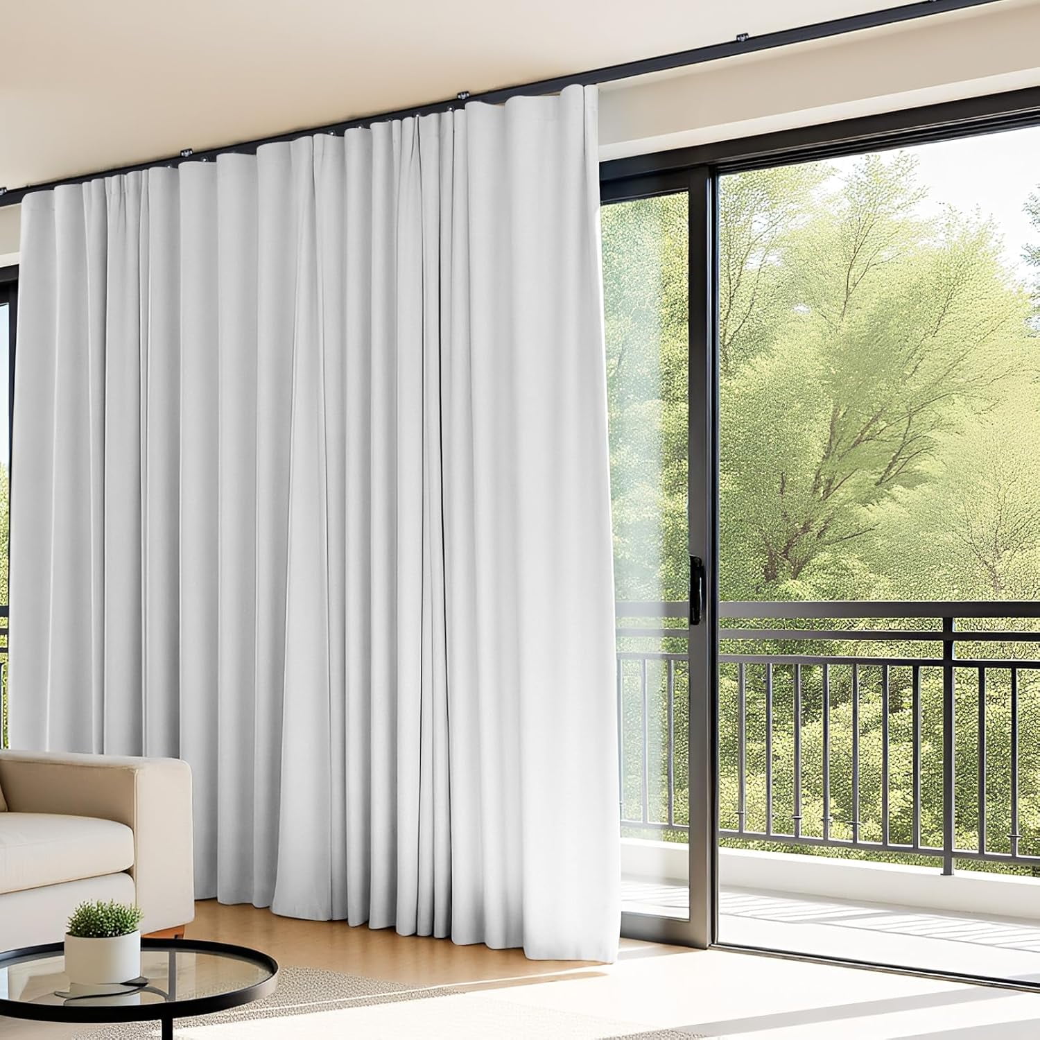 Room Divider Curtains Flexible Ceiling Tracks set Curtain track Ceiling Mount Blackout Curtain for Living Room Bedroom Ceiling Curtain Rod Privacy Divider Panel W150xH108
