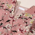 thumbnail image 5 of Sakmal Dresses for Women Trendy Pink Floral A-Line Dresses Short Flowy Bell Sleeve Chiffon 3/4 Sleeve V-Neck Ladies for Women Trendy, 5 of 7