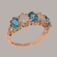 thumbnail image 3 of LBG British Made 9k Rose Gold Natural Blue Topaz & Opal Womens Eternity Ring - 33 size options - Size 9, 3 of 8