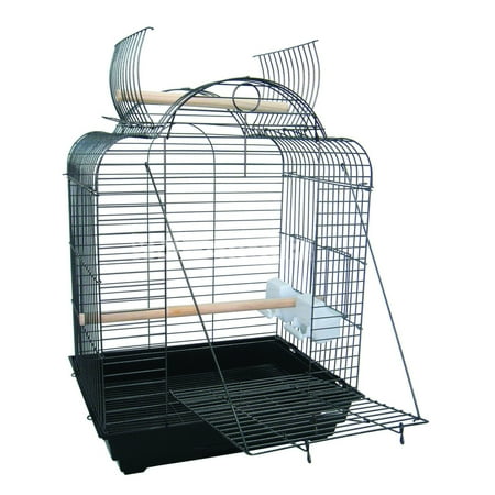 1904 3/4" Bar Spacing Open Dome Top Small Parrot Bird Cage - 20"x16" In Black