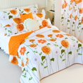 thumbnail image 2 of EVENHUG Juego de cama 100% algodón tamaño Queen con diseño de girasol naranja y floral, ligero edredón reversible con 2 fundas de almohada para todas las estaciones, 3 piezas (92 x 96 pulgadas), 2 of 5