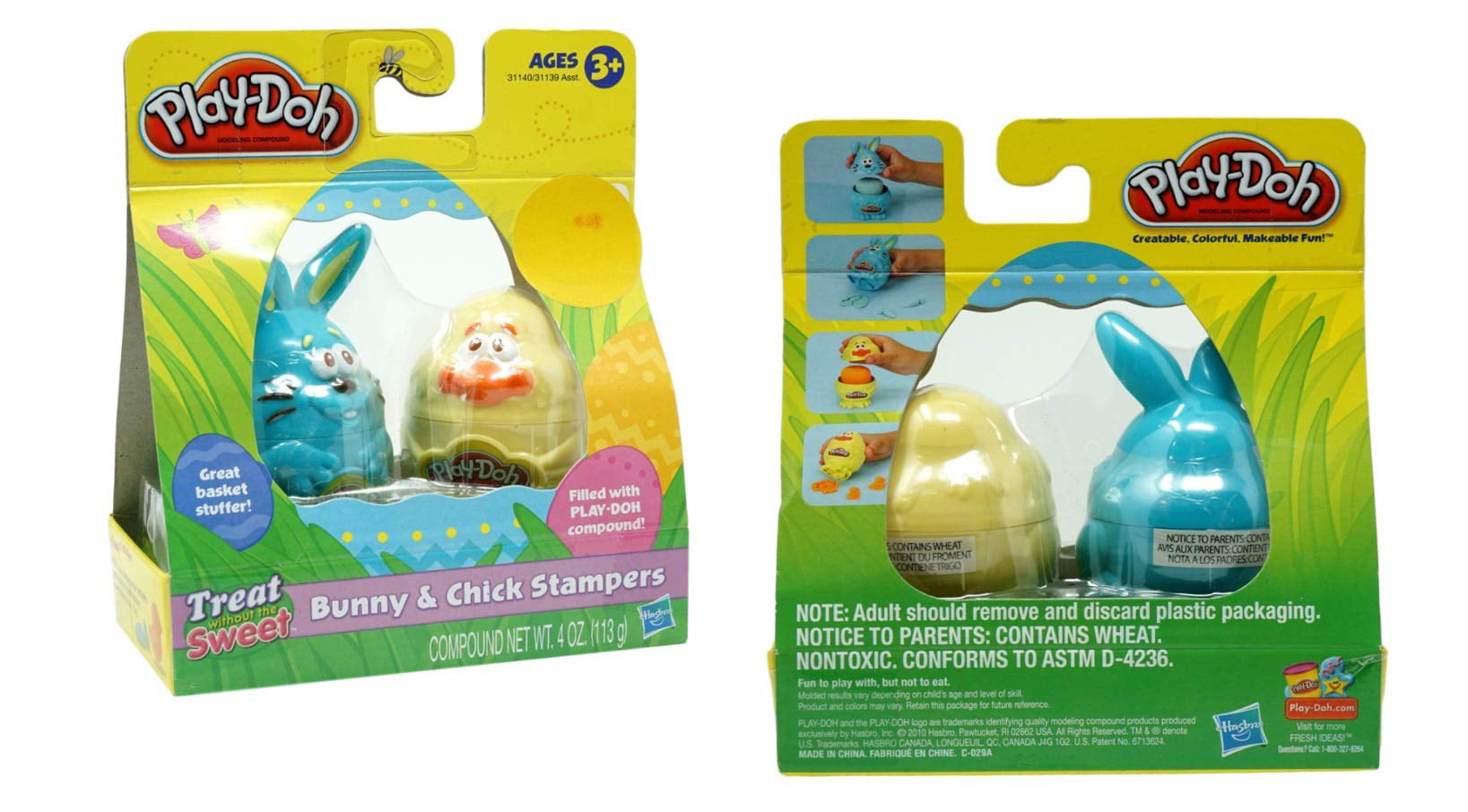 Pack of 2 NEW Play-Doh Easter Bunny and Chick Stampers Character 