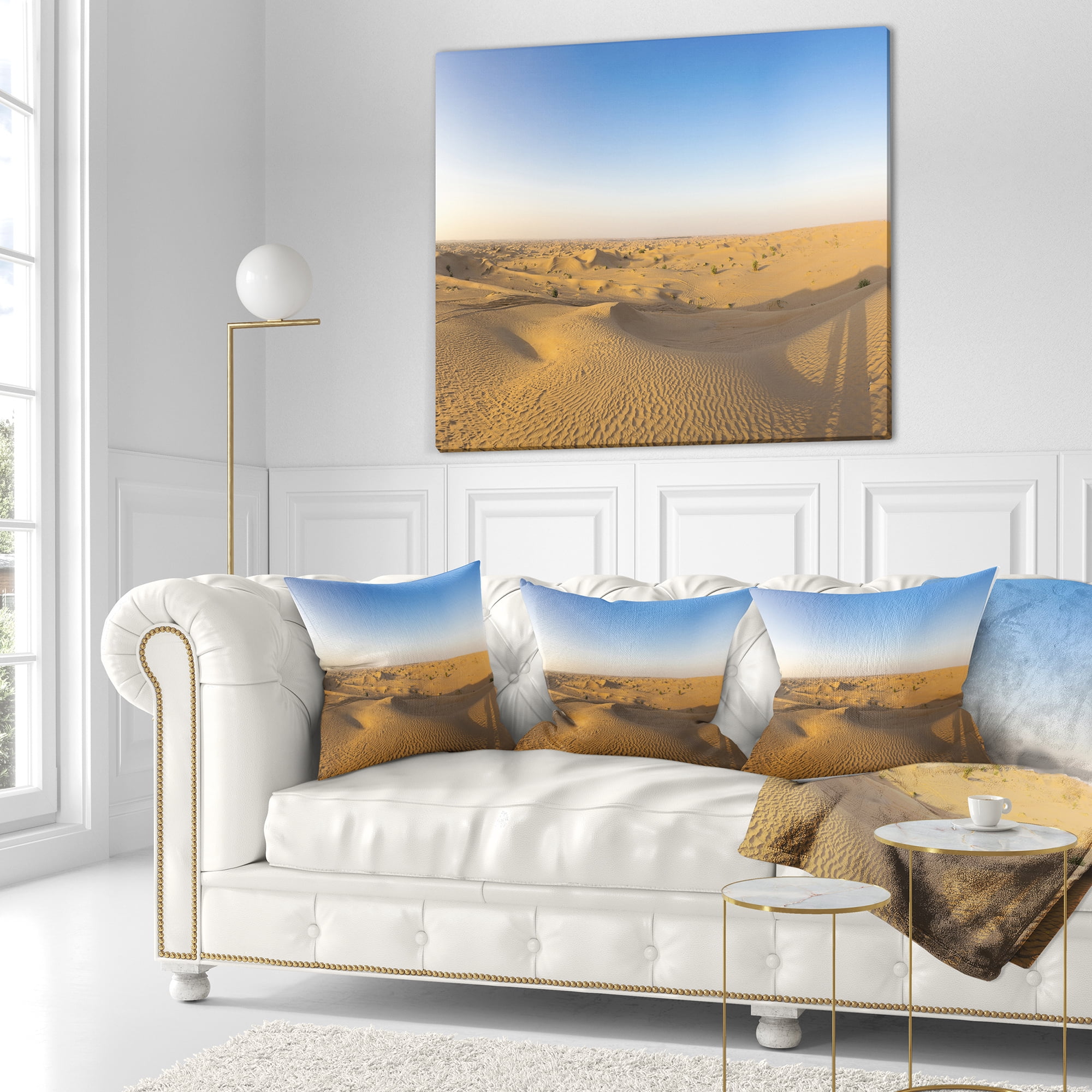 Designart Sand Dunes Desert in Dubai - Landscape Printed Throw Pillow - 18x18