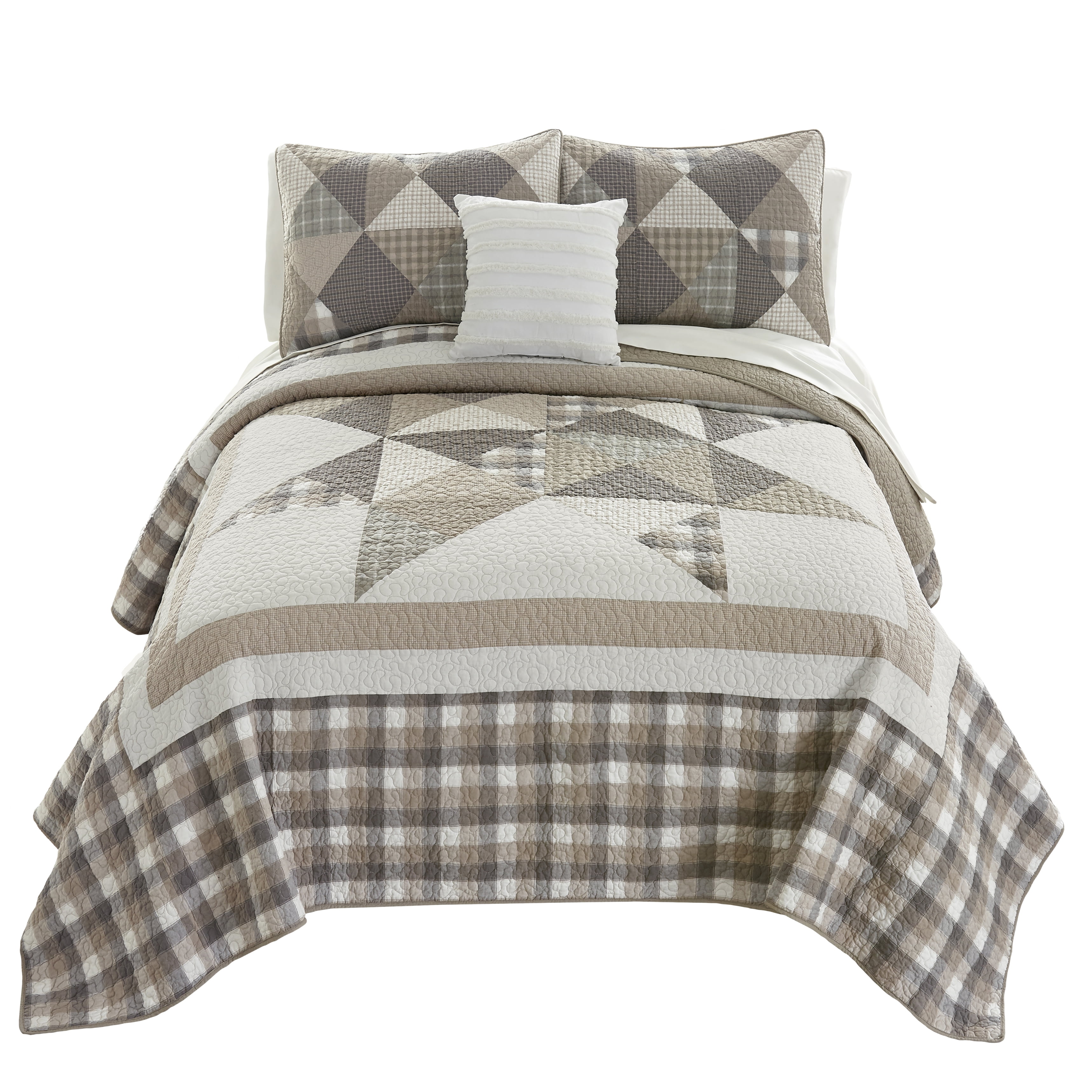 Donna Sharp Smoky Star 3PC Pieced Cotton Queen Quilt Set
