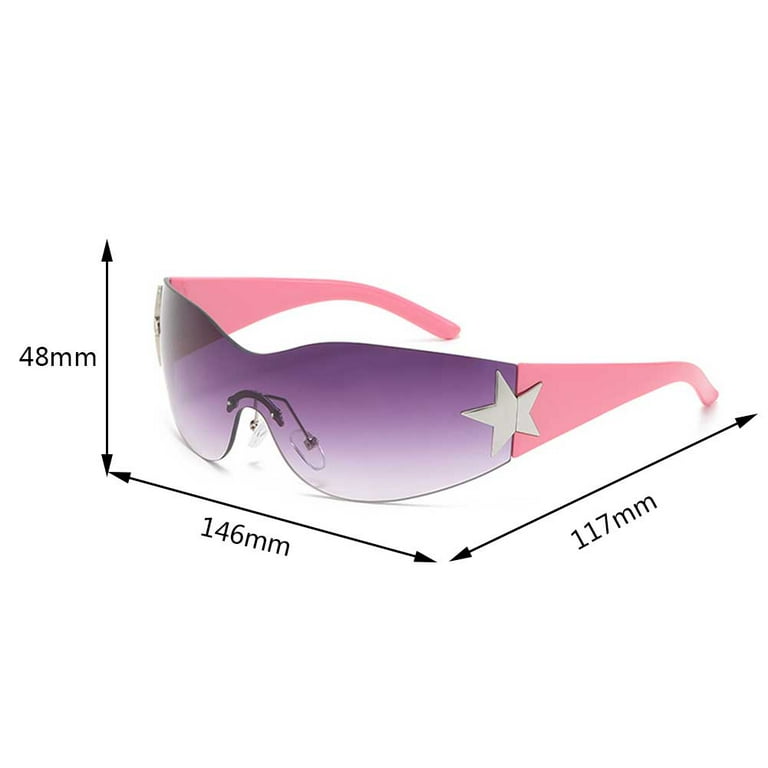 Yucurem Frameless One-piece Sunglasses Five-pointed Star Y2K Glasses for  Party (Pink) 