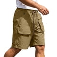 thumbnail image 3 of cllios Men's Hiking Shorts Elastic Waist Drawstring Multi Pockets Quick Dry Cargo Shorts for Camping Fishing Outdoor Coffee XL, 3 of 10