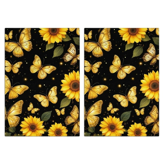 2 Pcs Funny Kitchen Towels,Butterflies Sunflowers Microfiber Dish Towels,Kitchen Tea Towels,Kitchen Towel Set (18" X 26")