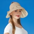 thumbnail image 6 of HONHUZH Summer Hats Womens Wide Brim Sun Hat Foldable Ponytail Hole Summer Beach Travel Cap, 6 of 6