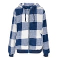 thumbnail image 7 of Women's Lightweight Plaid Shacket Fleece Lined Hooded Jacket Long Sleeve Warm Coat Casual Fall Winter Fashion, 7 of 7