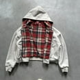 thumbnail image 2 of IWRICH Mens and Womens 20s Reversible Hoodies Plaid Preppy Hoodie Streetwear Vintage Zipper Hooded Sweatshirt XL, 2 of 4