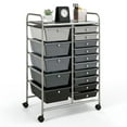thumbnail image 4 of Spaco 15-Drawer Utility Rolling Organizer Cart Multi-Use Storage-Black & Gray, Craft Organizers and Storage, Multipurpose Organizer Cart for Home, Office, School, 4 of 10