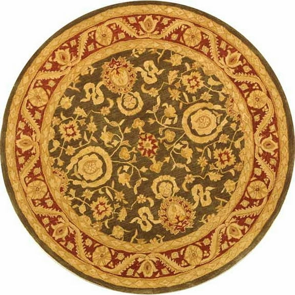 SAFAVIEH Anatolia Spencer Floral Area Rug, Charcoal/Red, 8' x 8' Round