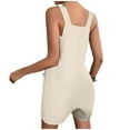 thumbnail image 4 of Riforla Short Rompers for Women Summer Casual Button Rompers Overalls Jumpsuit Shorts Button Rompers Jumpsuits for Women Beige L, 4 of 5