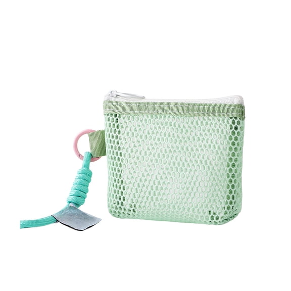 Mini Mesh Pouch,Lightweight Transparent Mesh Storage Organizer with Hanging Loop for Bathroom Office Travel,Green
