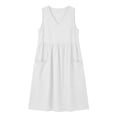 thumbnail image 4 of Casual Dress Tank Sundress 2026 Ladies' Casual And Fashionable Solid Color V-Neck Sleeveless Pocket Dress White Xl, 4 of 6