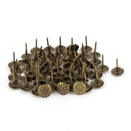 

7/16-inch Dia Chrysanthemum Nail Pushpin Upholstery Thumb Tack Bronze Tone 60pcs