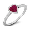 thumbnail image 2 of 6mm Heart Shape Ruby 925 Sterling Silver Solitaire Women Love Valentines Day Gifts Ring, 2 of 3