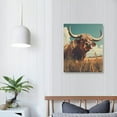 thumbnail image 3 of JEUXUS  Bathroom Decor Wall Art - Texas Longhorn Cow Painting Farmhouse Rustic Style Western Wall Decor,Cute Animals Prints Artwork Ready To Hang for Living Room,Restroom,Bedroom 12x16 in, 3 of 4