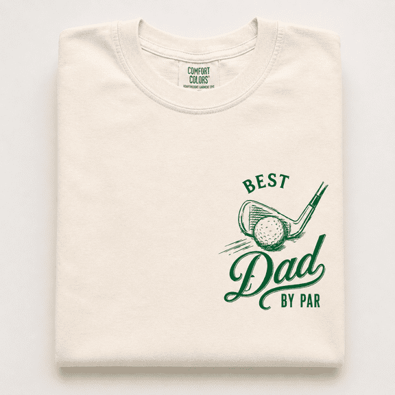 Fathers Day Golf Comfort Colors Shirt, Best Dad By Par Pocket Tee, Funny Minimalist Golfer Dad Husband Gift, Unisex