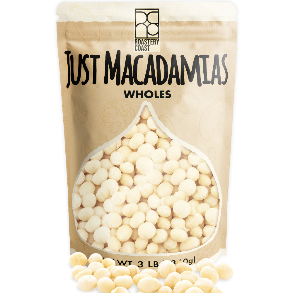 Roastery Coast - Daily Nuts | Just Raw Macadamia Nuts Unsalted | 3 Pounds | Bulk Nuts | Wholes | Healthy Nuts | Gluten free | Macadamia nut butter | Non GMO | Nut snacks | Unsalted | Keto snack