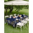 thumbnail image 3 of Outdoor Tablecloth with Umbrella Hole and Zipper, Christmas Blue Rectangle Table Cloth 60x102 Inch Waterproof Tablecloth, Xmas Golden Snowflakes Winter Vintage Picnic Table Cover for Patio Camping, 3 of 7