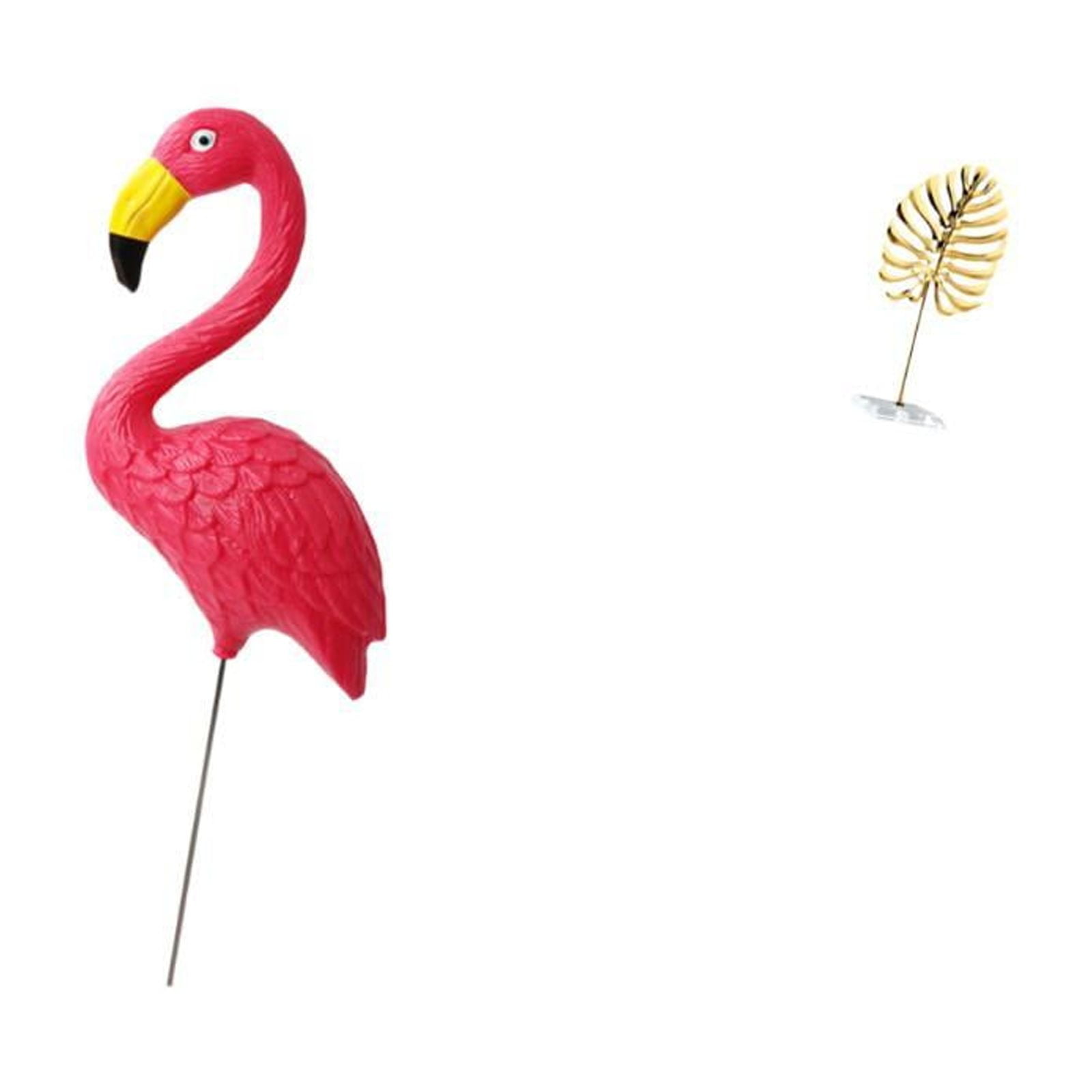 simhoa Flamingo Leaf Garden Sculpture Figurine Ornament for Spring Holiday Yard Art Abstract Metal Statue Home Bookshelf Bar Decoration Fairy Accessories