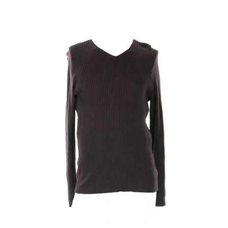 Calvin Klein Plum Ribbed Front V-Neck Sweater L
