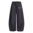 thumbnail image 3 of SJLDQY Sweatpants for Girls Letter Graphic Wide Leg Pants Drawstring Waist Straight Leg Pants with Pockets, 3 of 5