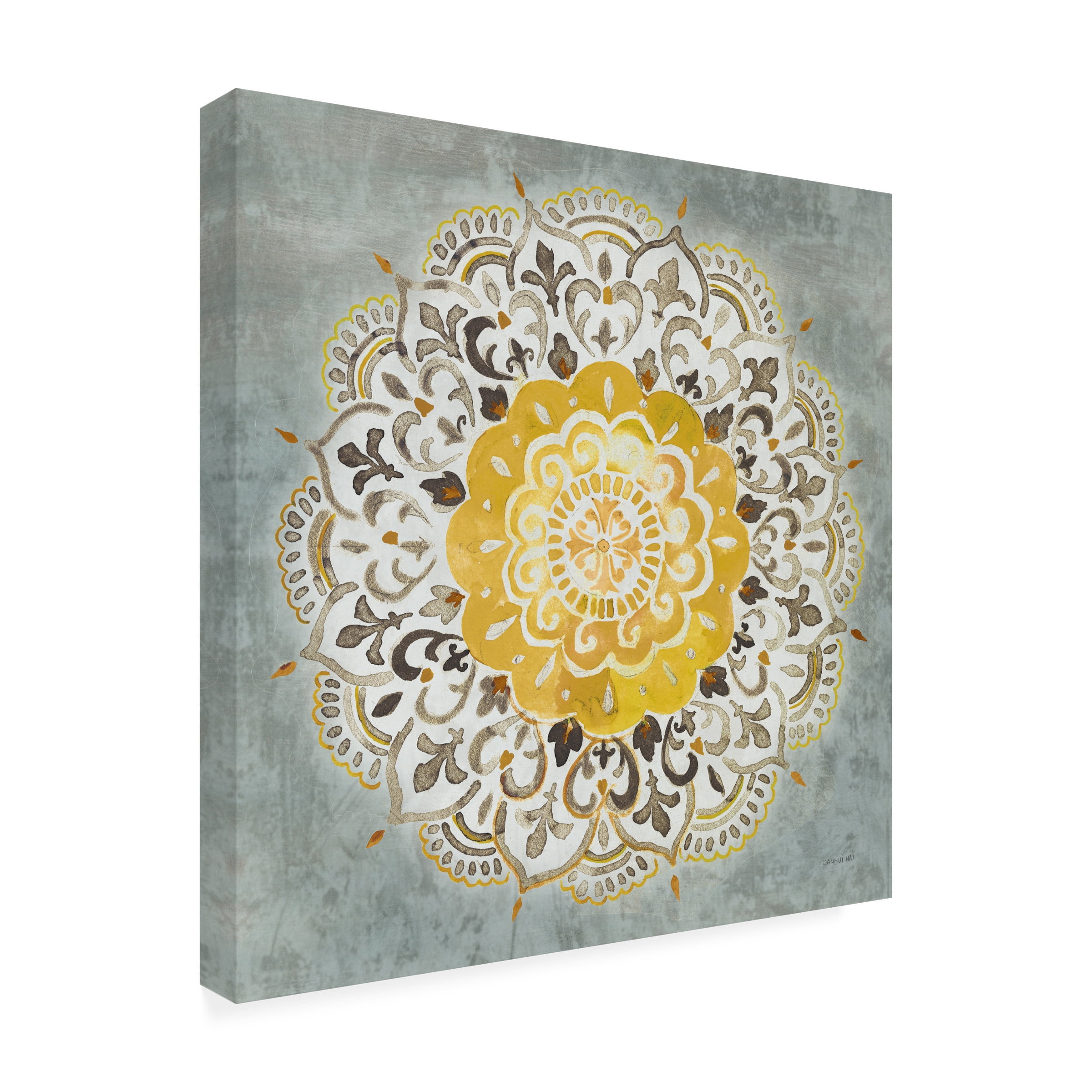 Trademark Fine Art 'Mandala Delight IV Yellow Grey' Canvas Art by Danhui Nai