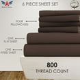 thumbnail image 2 of 6PC Bedding Set- 100% Organic Cotton Bed Sheet Set 800 Thread Count, Crisp and Cooling Sateen Weave, Soft Breathable, Eco-Friendly, 15-Inch Deep Pocket - Chocolate, Full-XL, 2 of 7