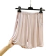 thumbnail image 5 of Feancey Women's Sleep Shorts Soft Comfy Pajama Shorts Wide Leg Loose Fit Lounge Bottoms Elastic Waist Casual Pj Short Pants Beige L, 5 of 8