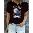 thumbnail image 1 of T-Shirt Graphique Minimaliste pour Femmes London Landmark - T-Shirt à Manches Courtes Décontracté et Élégant avec Grande Roue et Design Big Ben, Haut d'Été Confortable pour Tenue Décontractée, Mode Confortable Minimaliste Gris, 1 of 6
