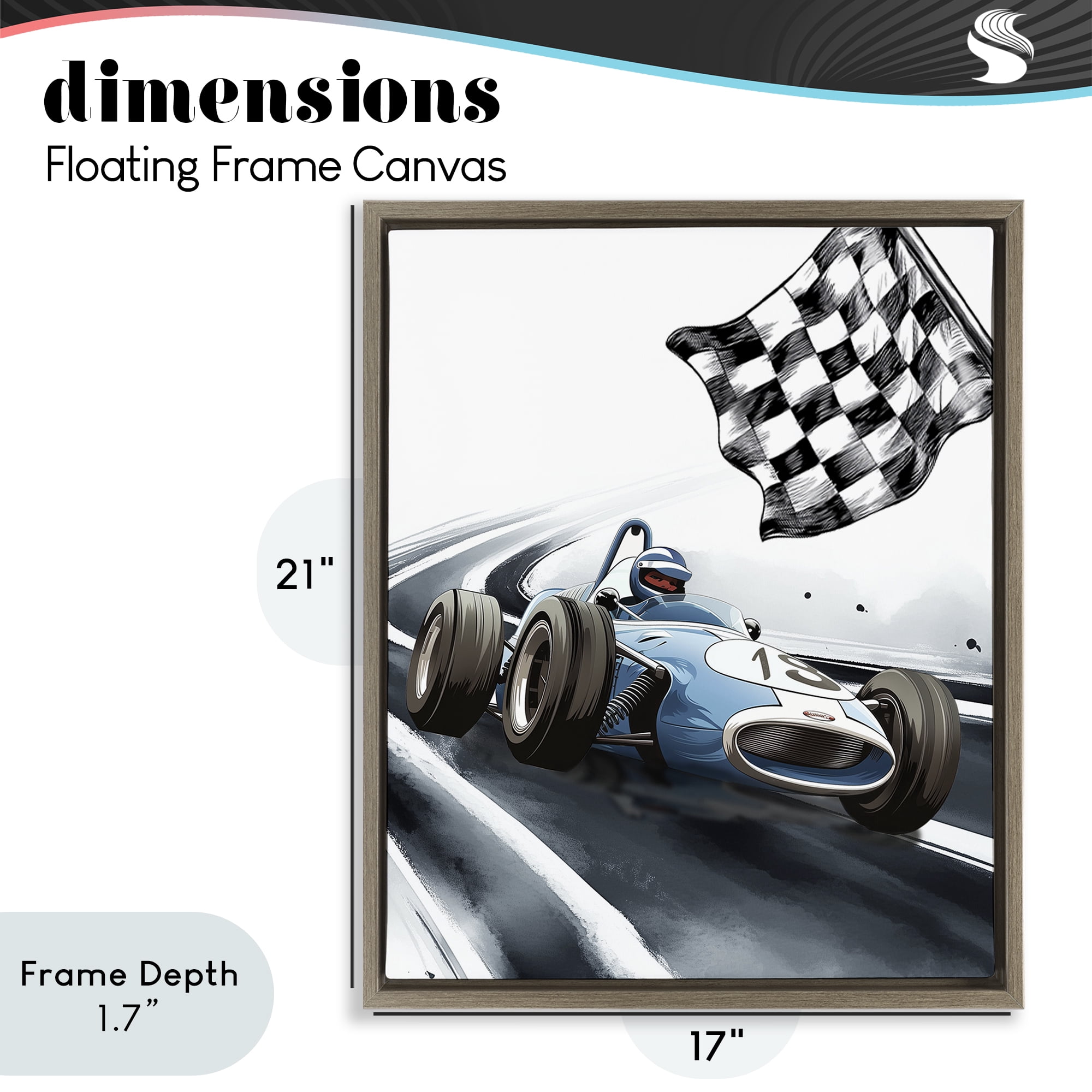 Stupell Industries Dynamic Racecar Driving Brown Framed Floater Canvas Wall Art, design by Christine Simpson Art