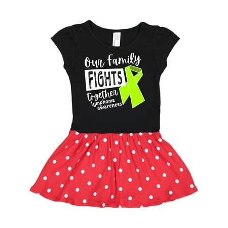 

Inktastic Our Family Fights Together Lymphoma Awareness Lime Ribbon Gift Toddler Girl Dress