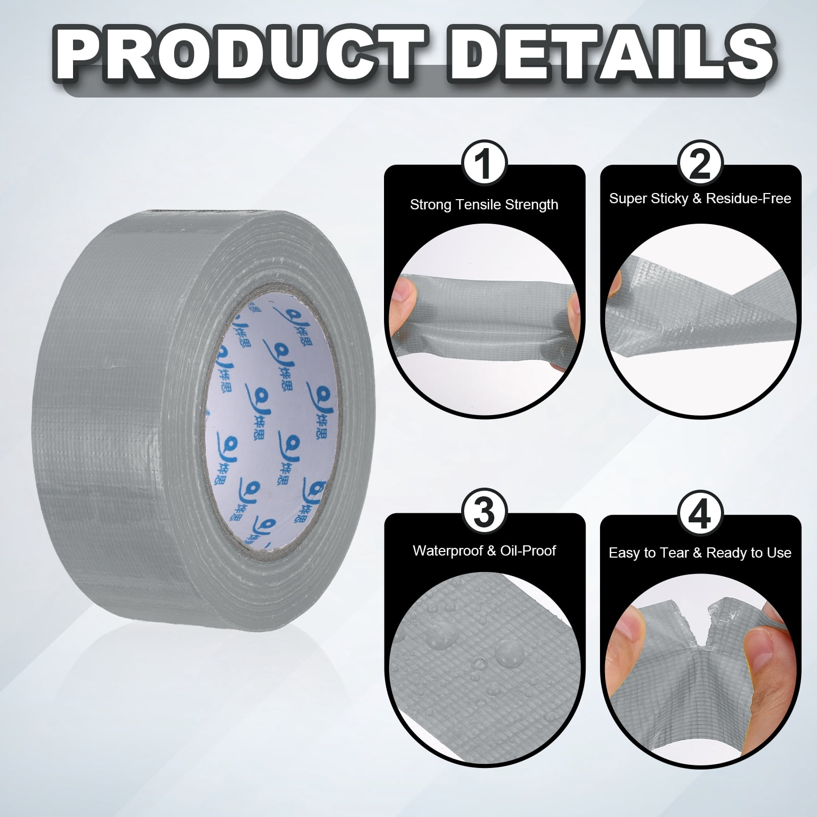 Uxcell Duct Tape (1.77 Inch x 49 Yards, Silver) Heavy Duty Industrial Duct Tape Easy Use Strong Adhesive No Residue, for Repairs Crafts Projects Home Improvement