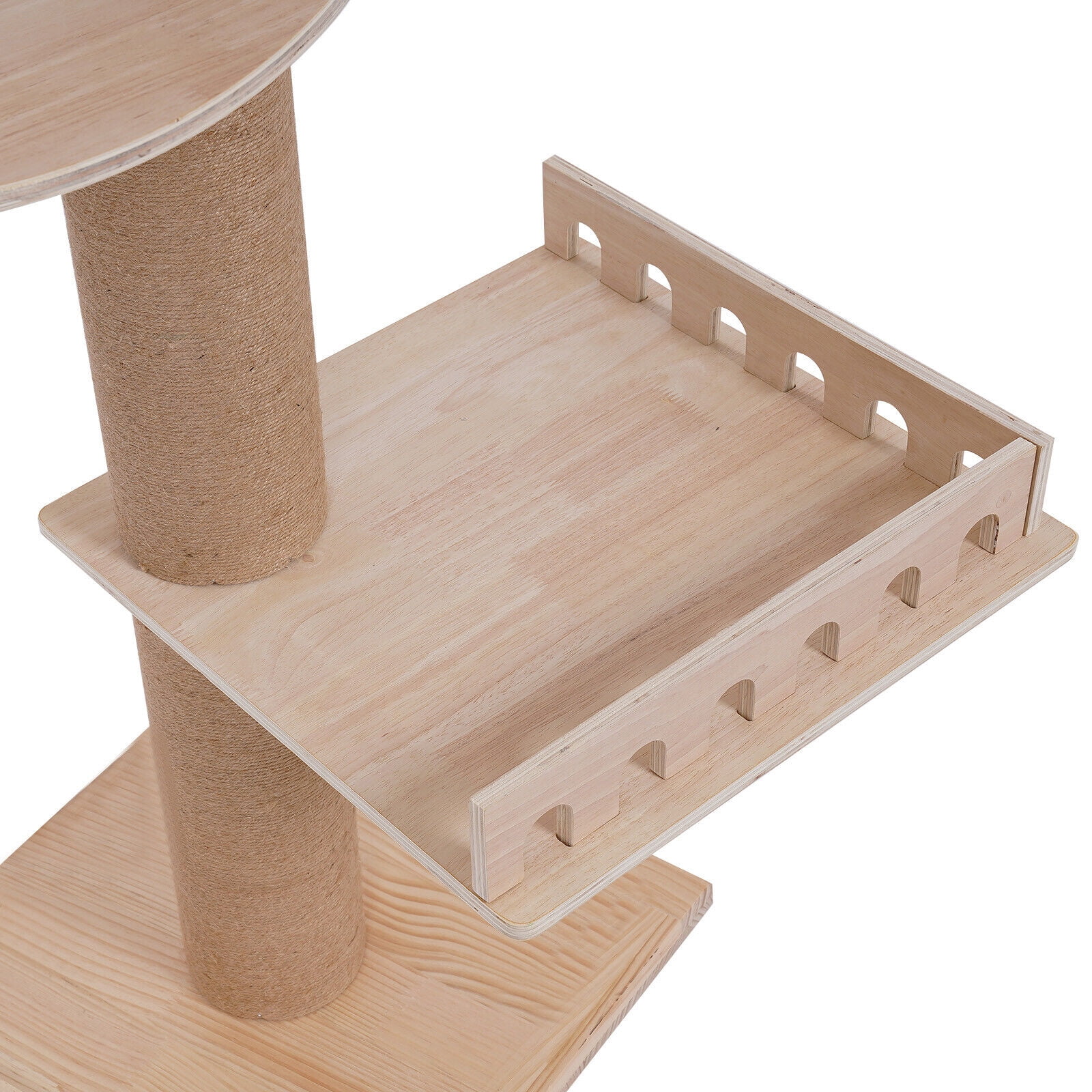 5 Tiers Wood Cat Tower Floor to Ceiling Cat Tree Tall Cat Scratching Post About 15-20kg/30.07-44.09lbs 100.4-104.3inch