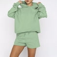 thumbnail image 4 of Women's 2 Piece Lounge Sets Casual Long Sleeve Hooded Pullover Sweatshirt and Shorts Sets Sweatsuit with Pockets, 4 of 7