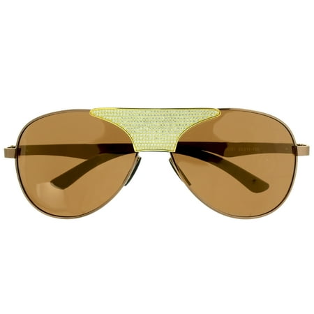 Custom Sunglasses Aviator Design Shades UV Ray Protection Lab Created Cubic Zirconias Rose Gold Plate