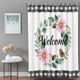 thumbnail image 3 of Bathroom Shower Curtain Rustic Spring Blossom Flower Leaf Bird Waterproof Shower Curtains with Hooks, Black Buffalo Plaid Bath Curtains Bathtub Curtain Home Decor 36x72in, 3 of 9