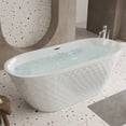 thumbnail image 3 of 59'' acrylic freestanding bathtub with unique diamond pattern design: spacious oval shape, Gloss white finish, Chrome overflow and pop-up drain CUPC Certificate, 3 of 5