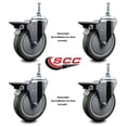 thumbnail image 2 of 5 Inch Gray Polyurethane 12MM Threaded Stem Caster Set with Brake, 2 of 2