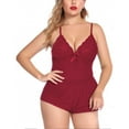 thumbnail image 2 of Puntoco Womens Sleepwear Lace Pajamas Cami PJS Set Pajama Set for Women Red M(M), 2 of 3