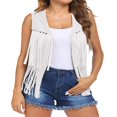 thumbnail image 1 of Women‘s Open Front Sleeveless Jacket  Hippie Waistcoat with Tassel, 1 of 7