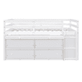 thumbnail image 4 of Tcbosik Loft Bed with Rolling Desk, Open Shelves and 4 Storage Drawers, Full Size Wood Bed Frame with Ladder and Guardrail, No Box Spring Needed, White, 4 of 9