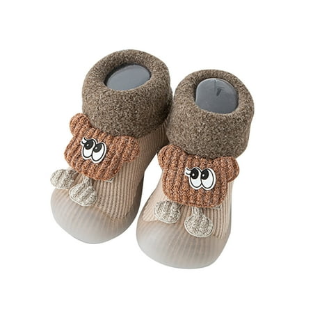 

TOWED22 Shoes for First Steps Sneaker Breathable Warm Soft House Shoes Baby Toddler Indoor House Floor Slipper(Khaki 8)