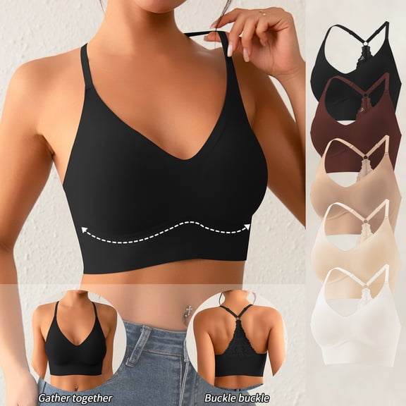 Hilenly Bras for Women Comfort Wireless Jelly Bras Racerback Push Up Bra No Underwire Everyday Bras
